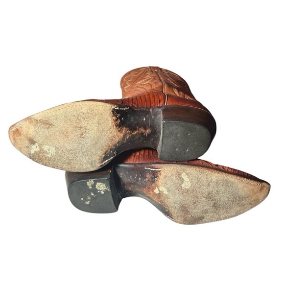 Justin Lizard Skin Mens Cowboy Boots Exotic Western Brown IMPERFECT Size 11 D - Picture 9 of 10